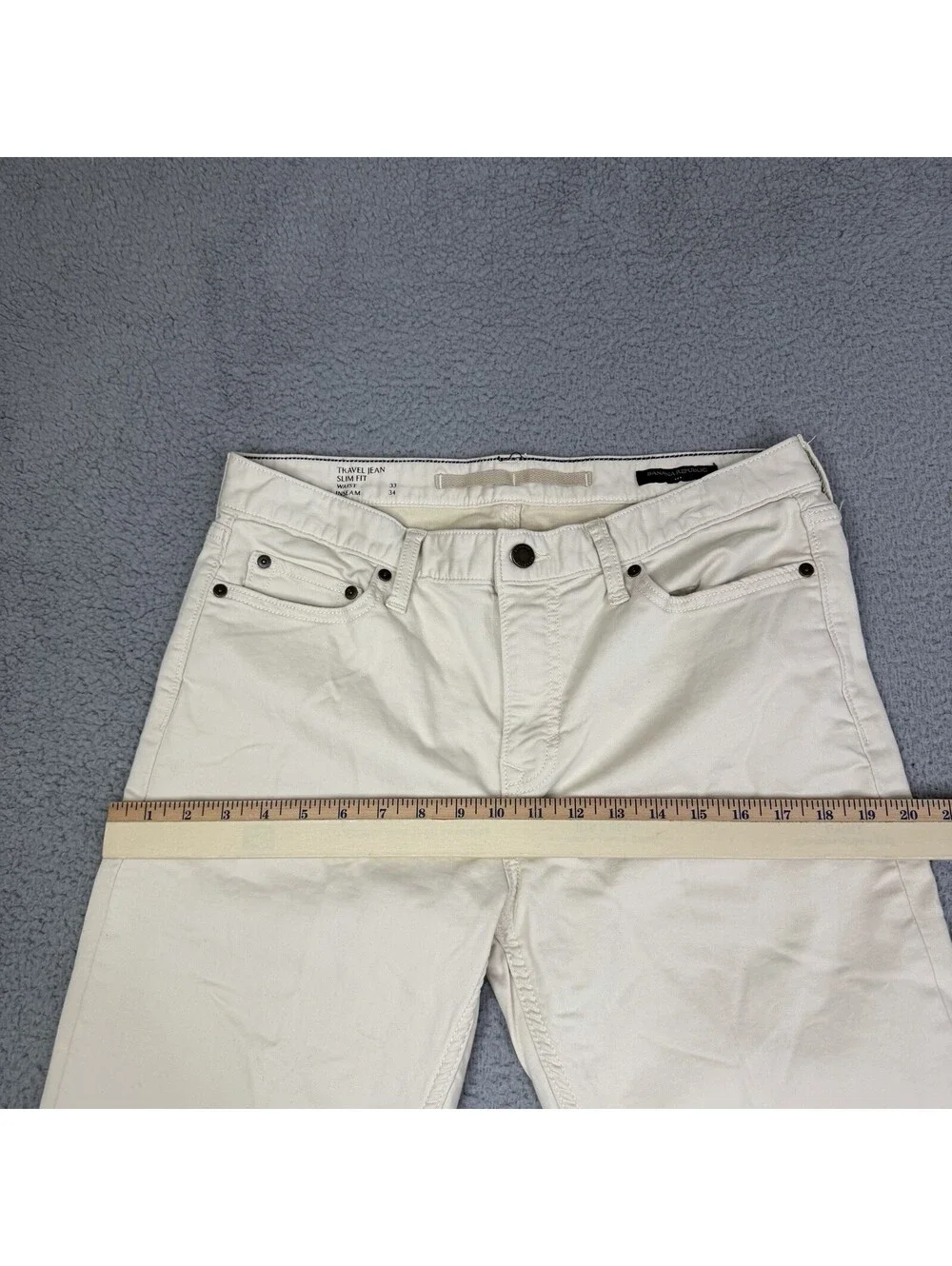 Banana Republic Mens Traveler Slim Fit Jeans Beige 33x34 Five Pocket Denim